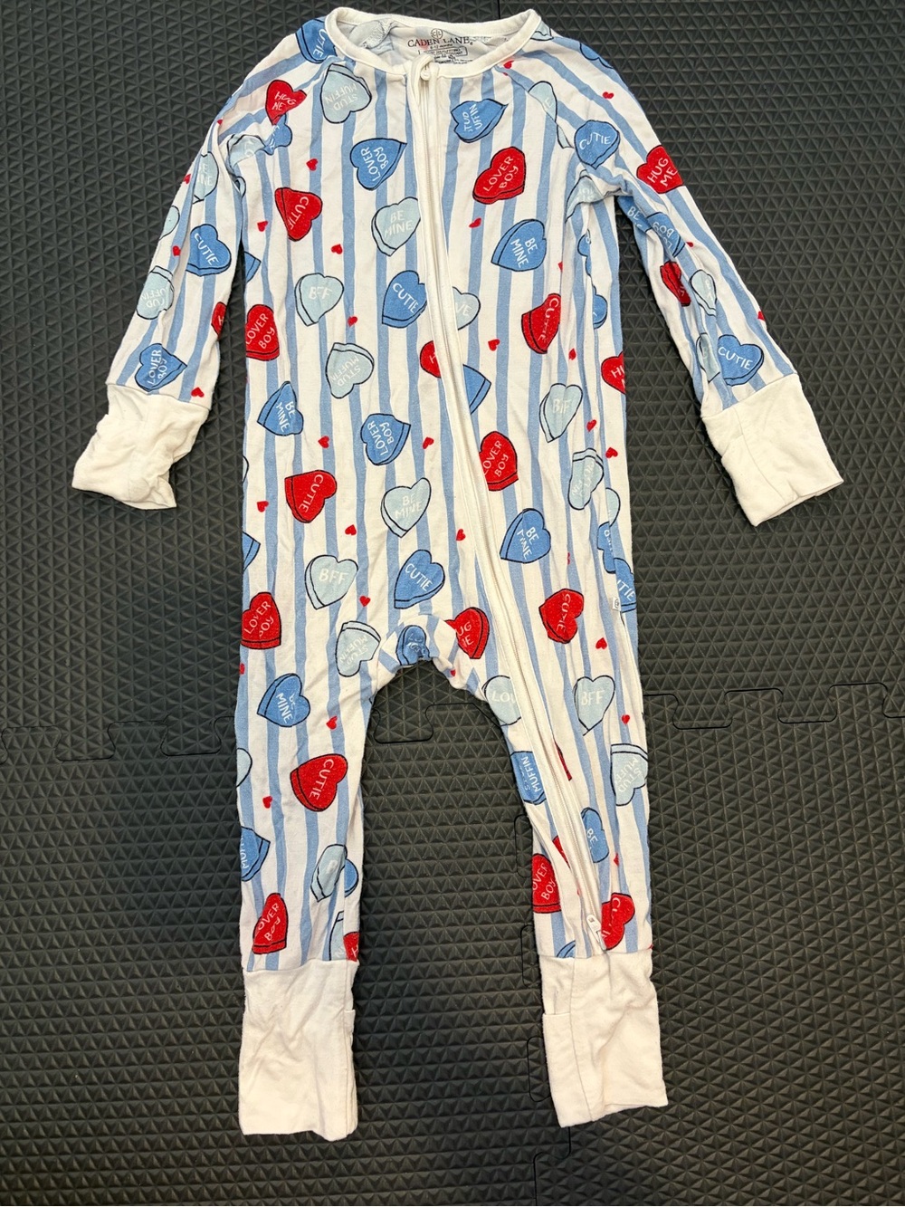 Caden Lane Boy Valentine's Day Convertible Zip Romper 6-12 months